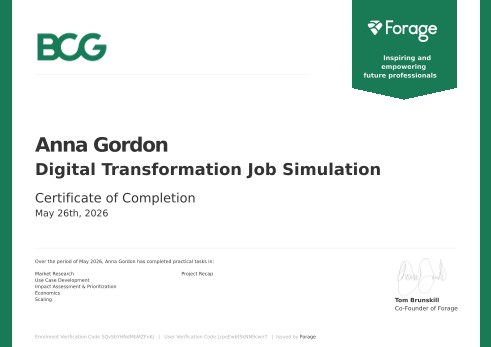 Digital Transformation certificate from Boston Consulting Group · Forage